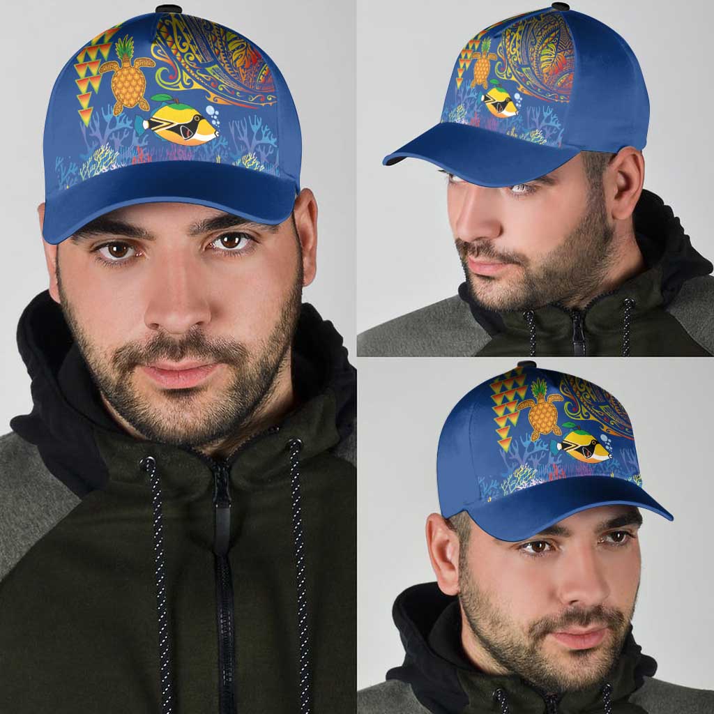 Hawaii Ocean Classic Cap Pineapple Turtle and Mango Reef Triggerfish and Kakau Tattoo LT03 - Polynesian Pride