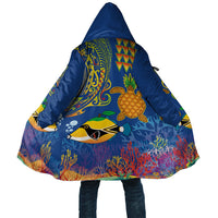 Hawaii Ocean Cloak Pineapple Turtle and Mango Reef Triggerfish and Kakau Tattoo LT03 Unisex Multicolor - Polynesian Pride