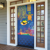 Hawaii Ocean Door Cover Pineapple Turtle and Mango Reef Triggerfish and Kakau Tattoo LT03 - Polynesian Pride