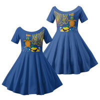 Hawaii Ocean Family Matching Tank Maxi Dress and Hawaiian Shirt Pineapple Turtle and Mango Reef Triggerfish and Kakau Tattoo LT03 Daughter's Dress Multicolor - Polynesian Pride