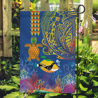 Hawaii Ocean Garden Flag Pineapple Turtle and Mango Reef Triggerfish and Kakau Tattoo LT03 Garden Flag Multicolor - Polynesian Pride