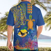 Hawaii Ocean Hawaiian Shirt Pineapple Turtle and Mango Reef Triggerfish and Kakau Tattoo LT03 - Polynesian Pride