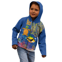 Hawaii Ocean Kid Hoodie Pineapple Turtle and Mango Reef Triggerfish and Kakau Tattoo LT03 - Polynesian Pride