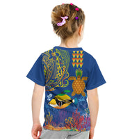 Hawaii Ocean Kid T Shirt Pineapple Turtle and Mango Reef Triggerfish and Kakau Tattoo LT03 - Polynesian Pride