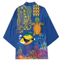 Hawaii Ocean Kimono Pineapple Turtle and Mango Reef Triggerfish and Kakau Tattoo LT03 - Polynesian Pride