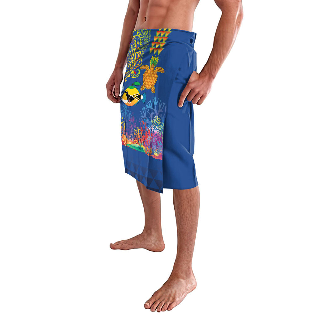 Hawaii Ocean Lavalava Pineapple Turtle and Mango Reef Triggerfish and Kakau Tattoo LT03 - Polynesian Pride