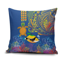 Hawaii Ocean Pillow Cover Pineapple Turtle and Mango Reef Triggerfish and Kakau Tattoo LT03 Multicolor - Polynesian Pride
