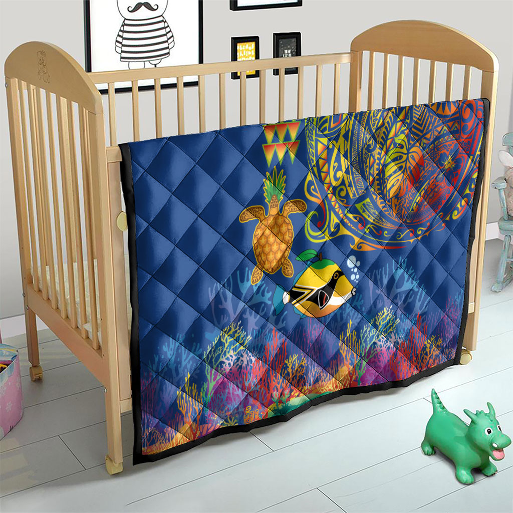 Hawaii Ocean Quilt Pineapple Turtle and Mango Reef Triggerfish and Kakau Tattoo LT03 - Polynesian Pride