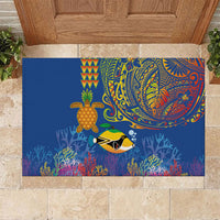 Hawaii Ocean Rubber Doormat Pineapple Turtle and Mango Reef Triggerfish and Kakau Tattoo LT03 Multicolor - Polynesian Pride