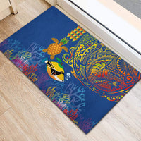 Hawaii Ocean Rubber Doormat Pineapple Turtle and Mango Reef Triggerfish and Kakau Tattoo LT03 - Polynesian Pride