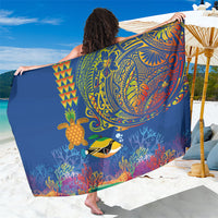 Hawaii Ocean Sarong Pineapple Turtle and Mango Reef Triggerfish and Kakau Tattoo LT03 One Size 44 x 66 inches Multicolor - Polynesian Pride