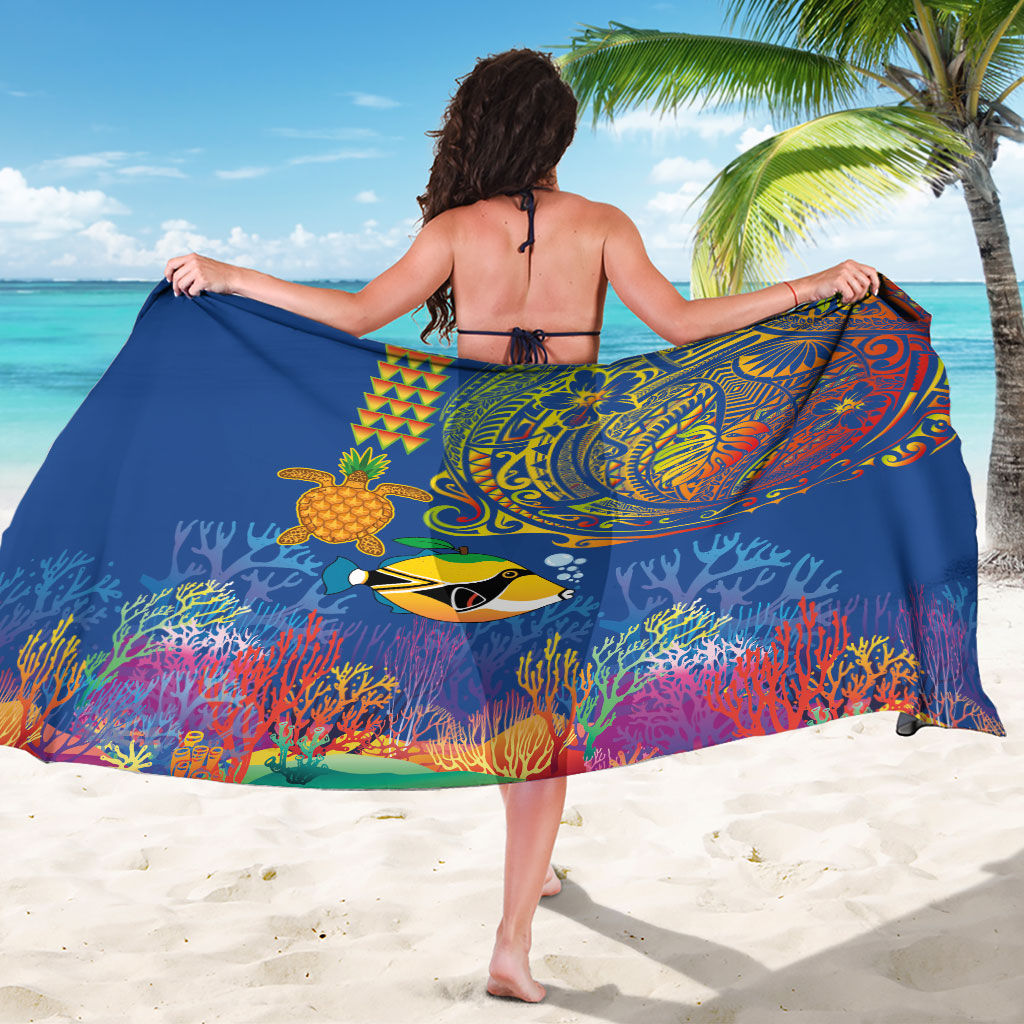Hawaii Ocean Sarong Pineapple Turtle and Mango Reef Triggerfish and Kakau Tattoo LT03 - Polynesian Pride