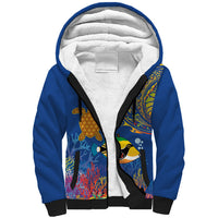 Hawaii Ocean Sherpa Hoodie Pineapple Turtle and Mango Reef Triggerfish and Kakau Tattoo LT03 Unisex Multicolor - Polynesian Pride