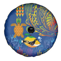 Hawaii Ocean Spare Tire Cover Pineapple Turtle and Mango Reef Triggerfish and Kakau Tattoo LT03 - Polynesian Pride