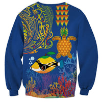 Hawaii Ocean Sweatshirt Pineapple Turtle and Mango Reef Triggerfish and Kakau Tattoo LT03 - Polynesian Pride