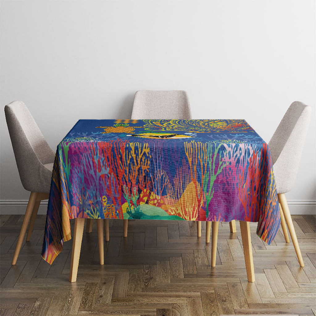 Hawaii Ocean Tablecloth Pineapple Turtle and Mango Reef Triggerfish and Kakau Tattoo LT03 - Polynesian Pride
