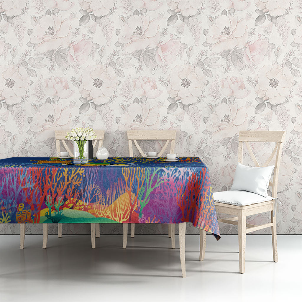 Hawaii Ocean Tablecloth Pineapple Turtle and Mango Reef Triggerfish and Kakau Tattoo LT03 - Polynesian Pride