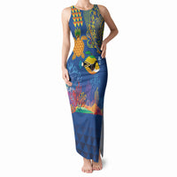 Hawaii Ocean Tank Maxi Dress Pineapple Turtle and Mango Reef Triggerfish and Kakau Tattoo LT03 Women Multicolor - Polynesian Pride