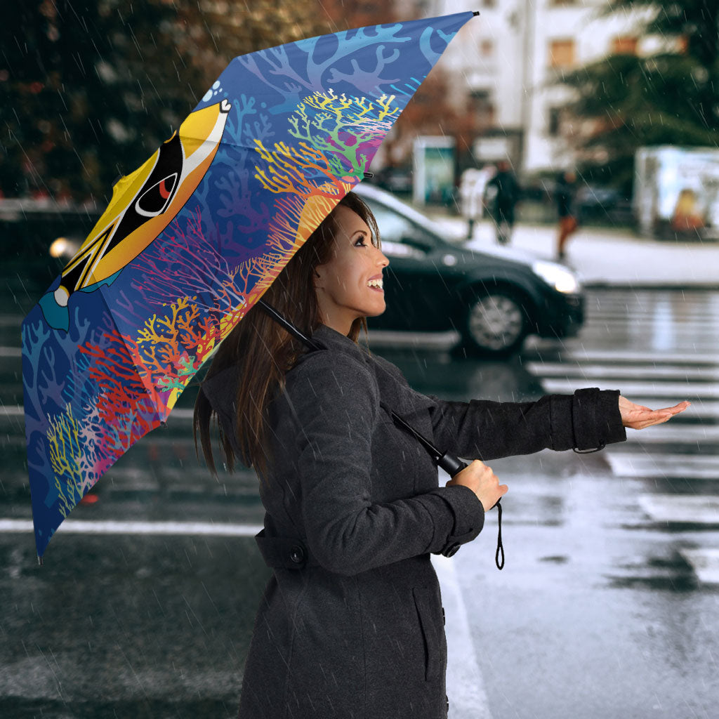 Hawaii Ocean Umbrella Pineapple Turtle and Mango Reef Triggerfish and Kakau Tattoo LT03 - Polynesian Pride