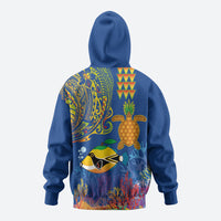 Hawaii Ocean Zip Hoodie Pineapple Turtle and Mango Reef Triggerfish and Kakau Tattoo LT03 - Polynesian Pride
