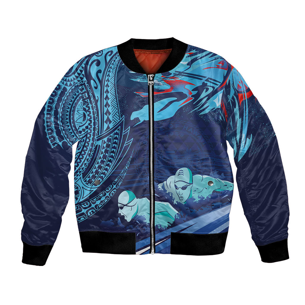 Personalized Hawaii Swimming Bomber Jacket Tribal Sporty Style LT03 Unisex Multicolor - Polynesian Pride