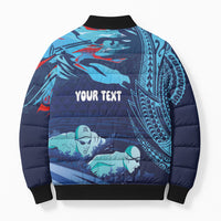 Personalized Hawaii Swimming Bomber Puffer Jacket Tribal Sporty Style LT03 - Polynesian Pride