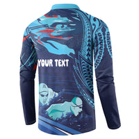 Personalized Hawaii Swimming Button Sweatshirt Tribal Sporty Style LT03 - Polynesian Pride
