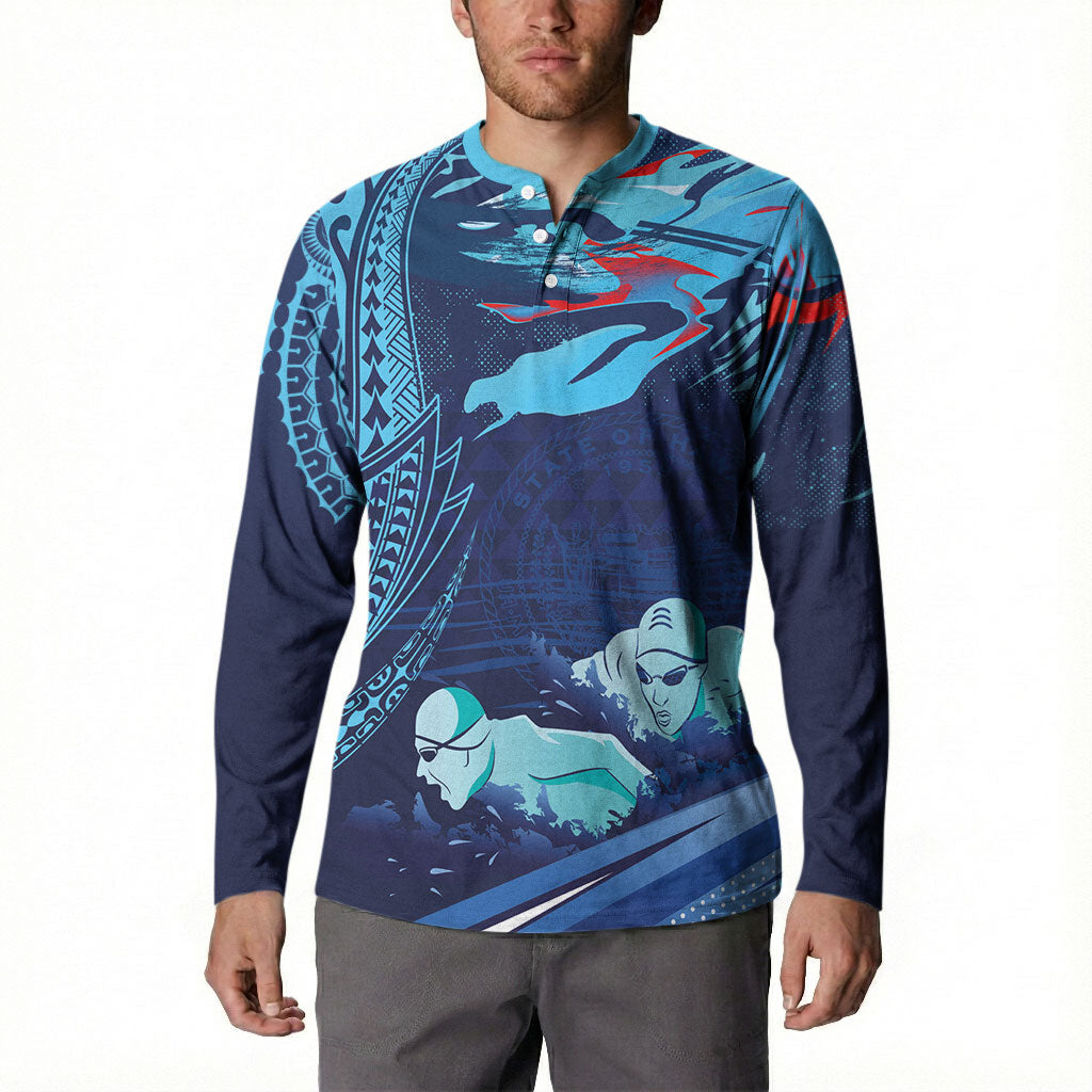 Personalized Hawaii Swimming Button Sweatshirt Tribal Sporty Style LT03 - Polynesian Pride