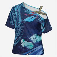 Personalized Hawaii Swimming Cross Shoulder Shirt Tribal Sporty Style LT03 Female Multicolor - Polynesian Pride