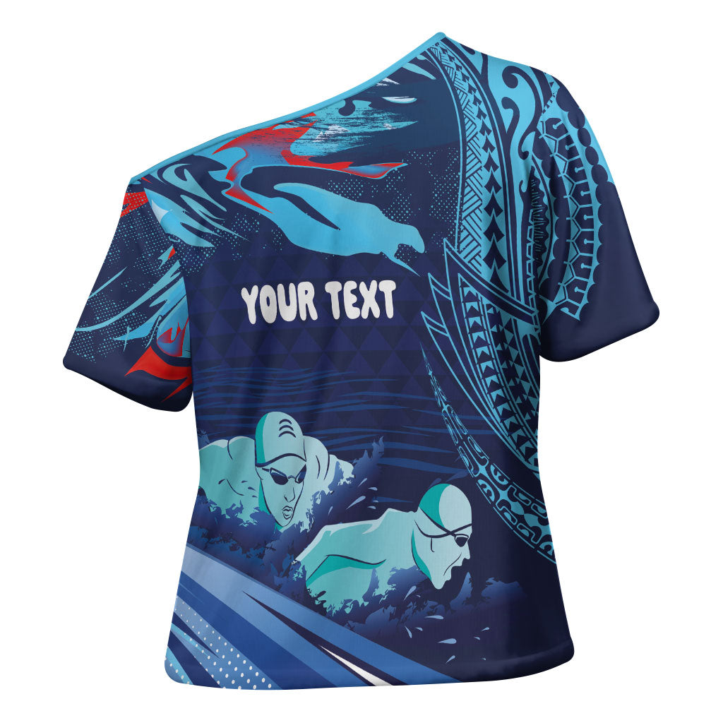 Personalized Hawaii Swimming Cross Shoulder Shirt Tribal Sporty Style LT03 - Polynesian Pride