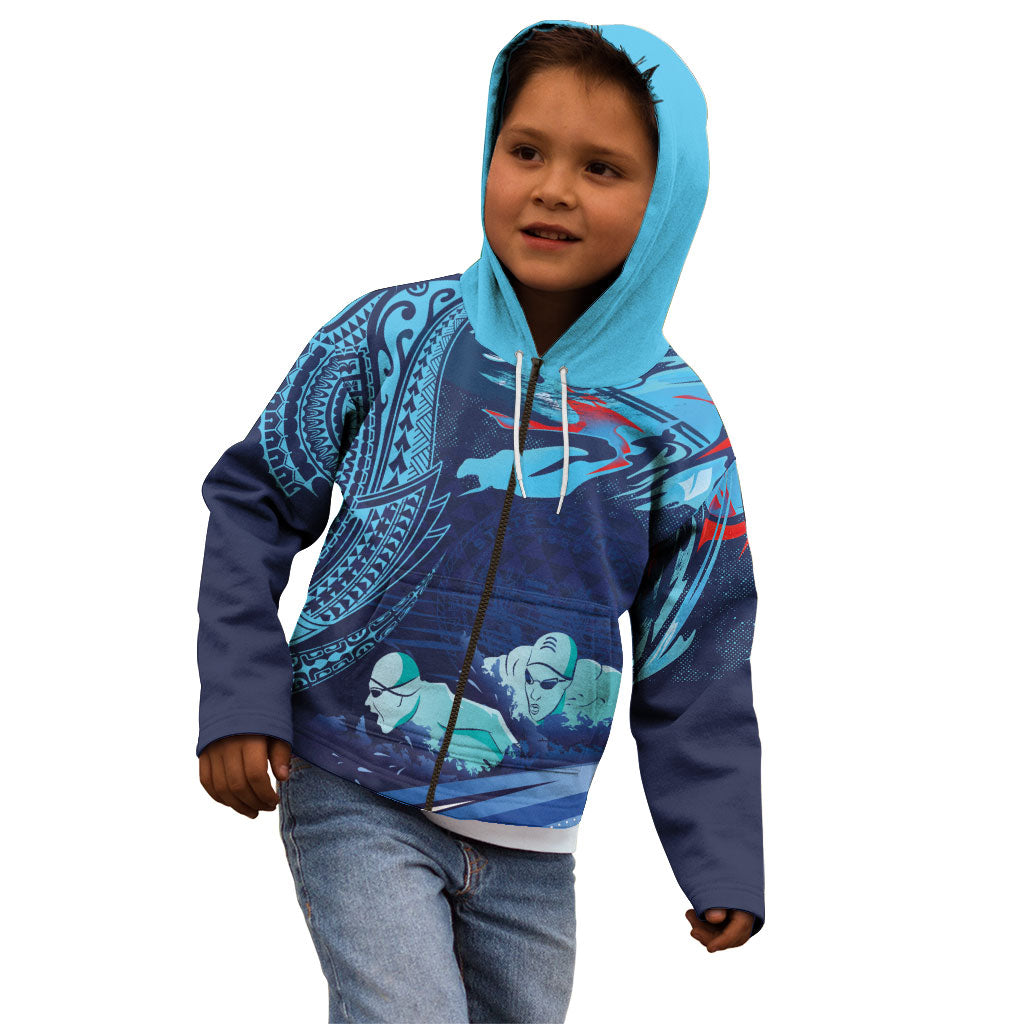 Personalized Hawaii Swimming Kid Hoodie Tribal Sporty Style LT03 - Polynesian Pride