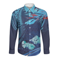 Personalized Hawaii Swimming Long Sleeve Button Shirt Tribal Sporty Style LT03 Unisex Multicolor - Polynesian Pride