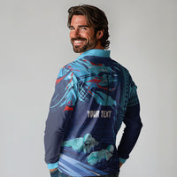 Personalized Hawaii Swimming Long Sleeve Polo Shirt Tribal Sporty Style LT03 - Polynesian Pride