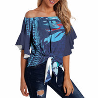 Personalized Hawaii Swimming Off Shoulder Wrap Waist Top Tribal Sporty Style LT03 Multicolor - Polynesian Pride