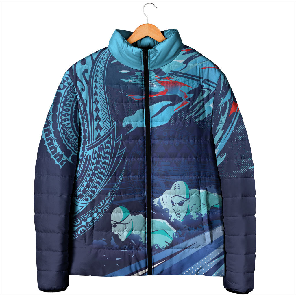 Personalized Hawaii Swimming Padded Jacket Tribal Sporty Style LT03 - Polynesian Pride