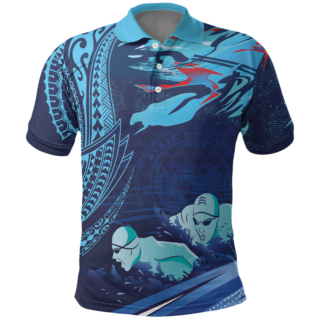 Personalized Hawaii Swimming Polo Shirt Tribal Sporty Style LT03 Multicolor - Polynesian Pride