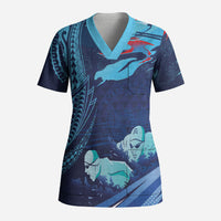 Personalized Hawaii Swimming Scrub Top Tribal Sporty Style LT03 Adult Multicolor - Polynesian Pride