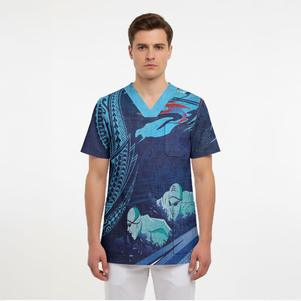 Personalized Hawaii Swimming Scrub Top Tribal Sporty Style LT03 - Polynesian Pride