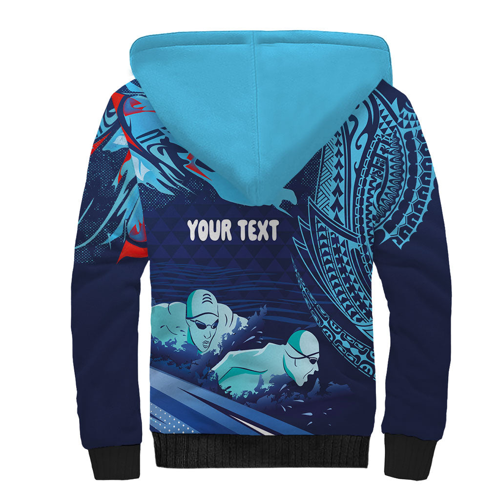 Personalized Hawaii Swimming Sherpa Hoodie Tribal Sporty Style LT03 - Polynesian Pride
