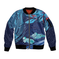 Personalized Hawaii Swimming Sleeve Zip Bomber Jacket Tribal Sporty Style LT03 Unisex Multicolor - Polynesian Pride