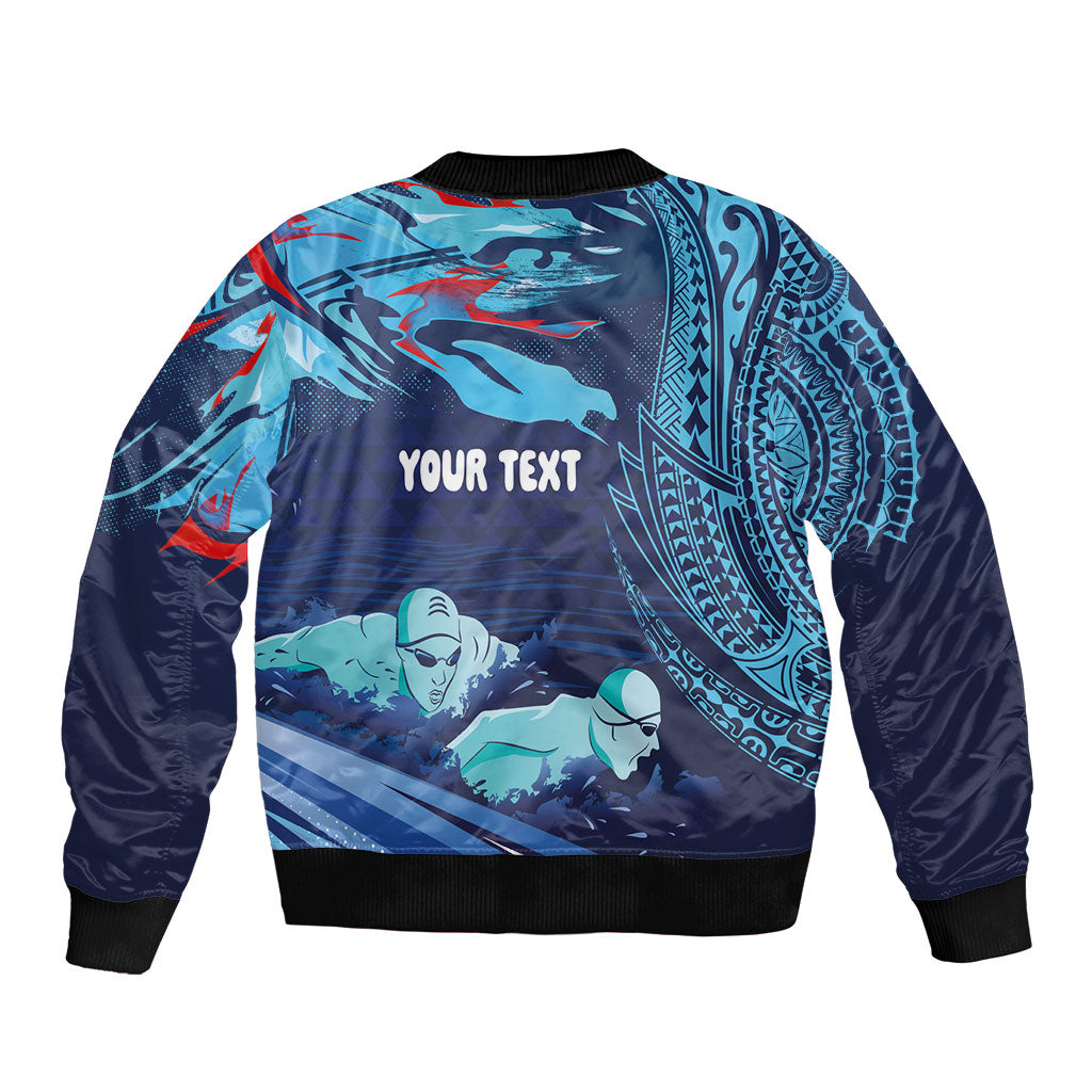 Personalized Hawaii Swimming Sleeve Zip Bomber Jacket Tribal Sporty Style LT03 - Polynesian Pride