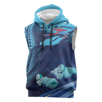Personalized Hawaii Swimming Sleeveless Hoodie Tribal Sporty Style LT03 Multicolor - Polynesian Pride