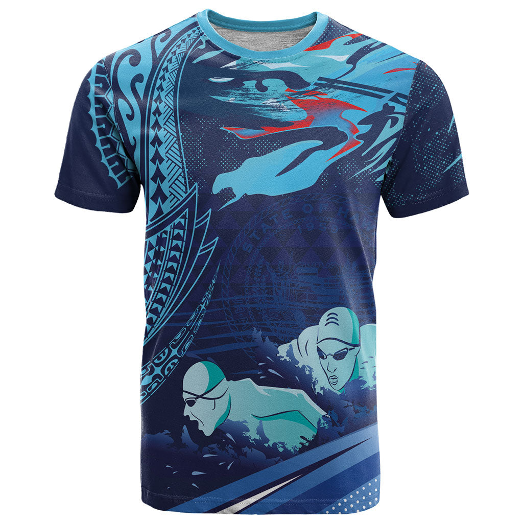 Personalized Hawaii Swimming T Shirt Tribal Sporty Style LT03 Multicolor - Polynesian Pride