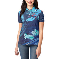 Personalized Hawaii Swimming Women Polo Shirt Tribal Sporty Style LT03 - Polynesian Pride