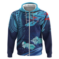 Personalized Hawaii Swimming Zip Hoodie Tribal Sporty Style LT03 Zip Hoodie Multicolor - Polynesian Pride