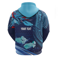 Personalized Hawaii Swimming Zip Hoodie Tribal Sporty Style LT03 - Polynesian Pride
