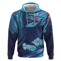 Personalized Hawaii Swimming Zip Hoodie Tribal Sporty Style LT03 Pullover Hoodie Multicolor - Polynesian Pride