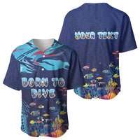 Personalized Hawaii Diving Baseball Jersey Tribal Pattern with Ocean Floor LT03 - Polynesian Pride