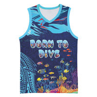 Personalized Hawaii Diving Basketball Jersey Tribal Pattern with Ocean Floor LT03 Unisex Multicolor - Polynesian Pride