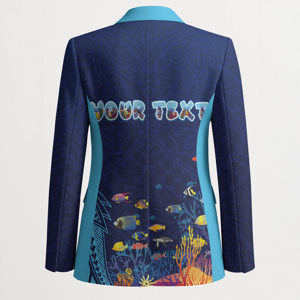 Personalized Hawaii Diving Blazer Tribal Pattern with Ocean Floor LT03 - Polynesian Pride